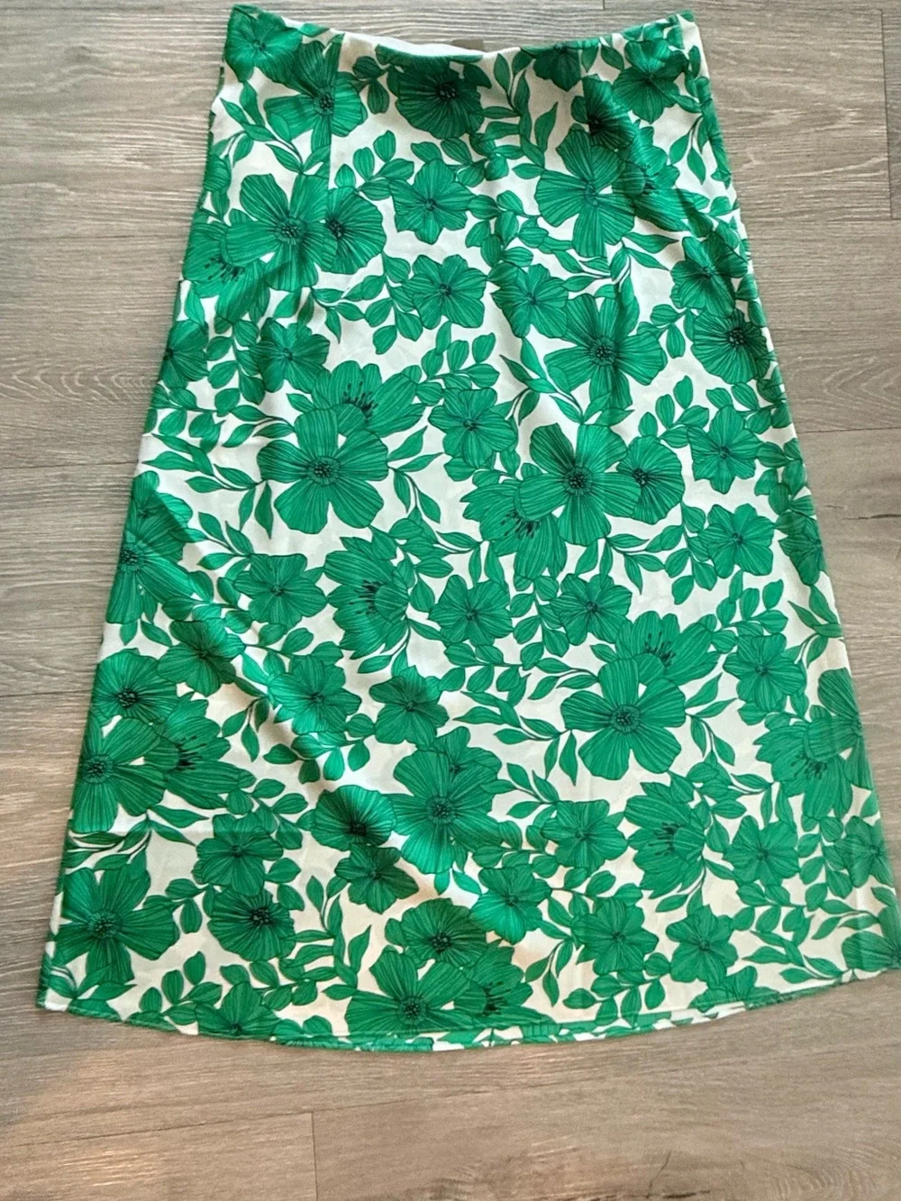 NWT J.Crew Green Floral Slip Midi Skirt Satin A-Line Emerald M💛